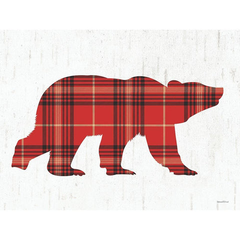 Plaid Bear Black Modern Wood Framed Art Print with Double Matting by Lettered And Lined