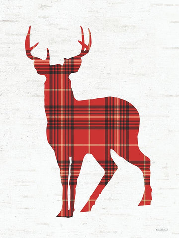 Plaid Deer White Modern Wood Framed Art Print with Double Matting by Lettered And Lined