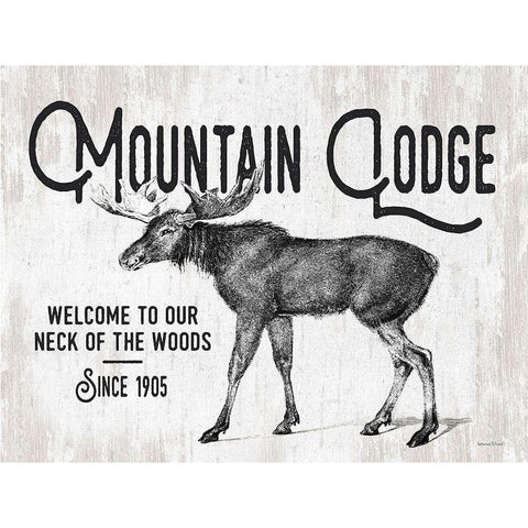 Mountain Lodge White Modern Wood Framed Art Print by Lettered And Lined