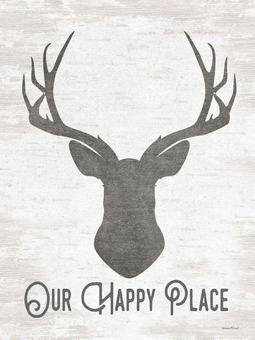 Our Happy Place White Modern Wood Framed Art Print with Double Matting by Lettered And Lined