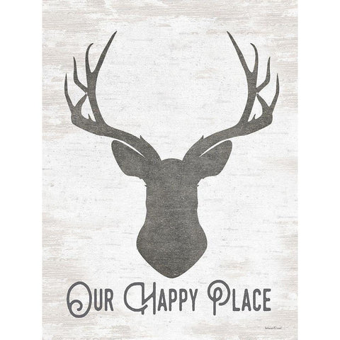 Our Happy Place Black Modern Wood Framed Art Print with Double Matting by Lettered And Lined