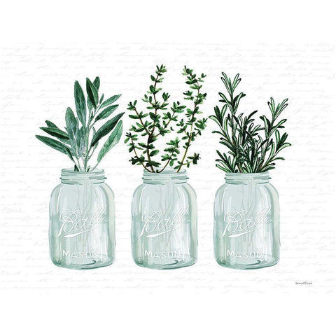 Herbs White Modern Wood Framed Art Print by lettered and lined