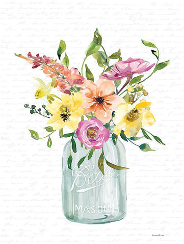 Kitchen Flowers I White Modern Wood Framed Art Print with Double Matting by lettered and lined