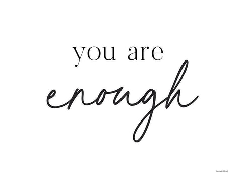 You are Enough Black Ornate Wood Framed Art Print with Double Matting by Lettered and Lined