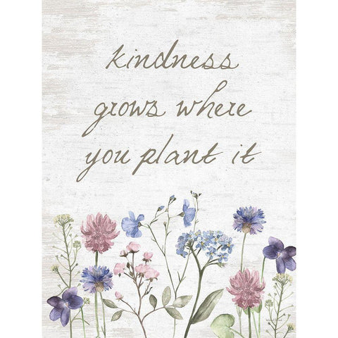 Kindness Grows Where You Plant It Gold Ornate Wood Framed Art Print with Double Matting by Lettered and Lined