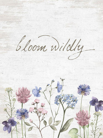 Bloom Wildly White Modern Wood Framed Art Print with Double Matting by Lettered and Lined