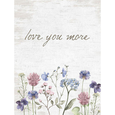 Love You More Black Modern Wood Framed Art Print by Lettered and Lined