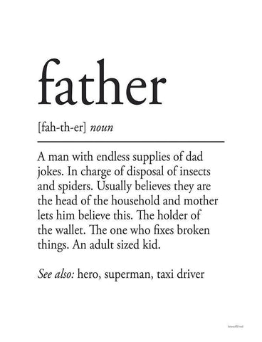 Father Definition 1 White Modern Wood Framed Art Print with Double Matting by Lettered And Lined