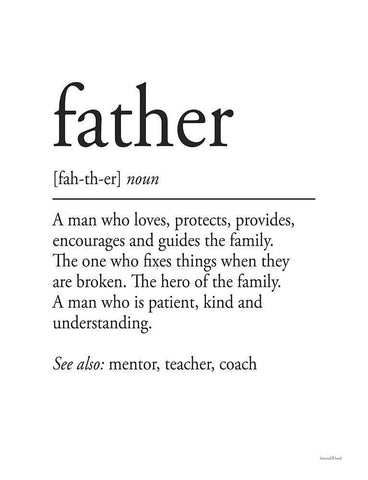Father Definition 2 White Modern Wood Framed Art Print with Double Matting by Lettered And Lined