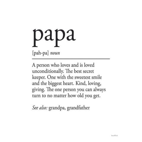 Papa Definition White Modern Wood Framed Art Print by Lettered And Lined