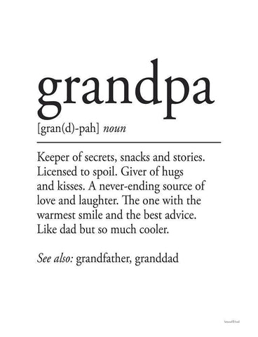 Grandpa Definition 2 Black Ornate Wood Framed Art Print with Double Matting by Lettered And Lined