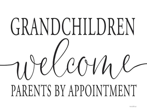 Grandchildren Welcome White Modern Wood Framed Art Print with Double Matting by Lettered And Lined