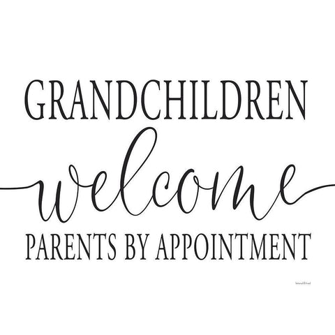 Grandchildren Welcome Gold Ornate Wood Framed Art Print with Double Matting by Lettered And Lined