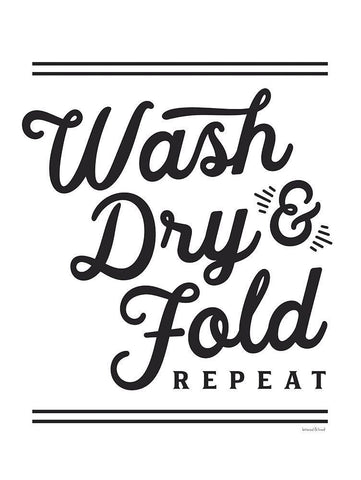 Wash, Dry And Fold Repeat Black Ornate Wood Framed Art Print with Double Matting by Lettered And Lined