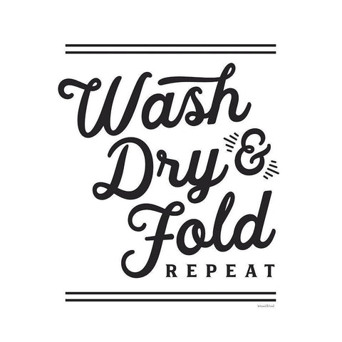 Wash, Dry And Fold Repeat Black Modern Wood Framed Art Print with Double Matting by Lettered And Lined