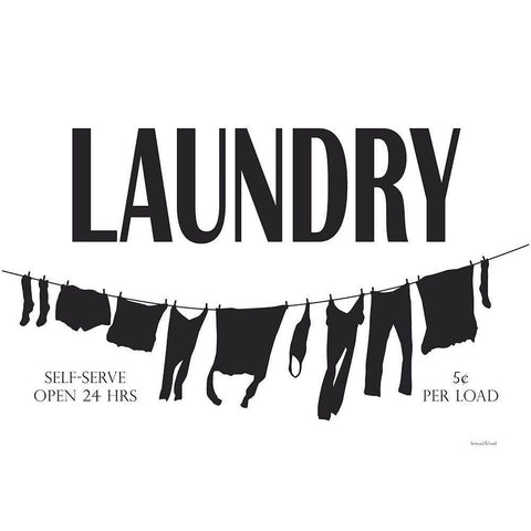 Laundry Clothesline Black Modern Wood Framed Art Print with Double Matting by Lettered And Lined