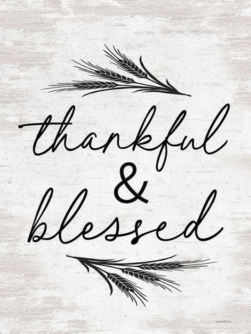 Thankful And Blessed Black Ornate Wood Framed Art Print with Double Matting by Lettered And Lined