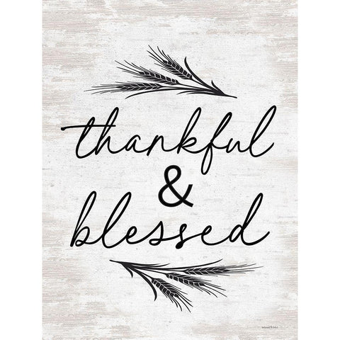 Thankful And Blessed Black Modern Wood Framed Art Print by Lettered And Lined