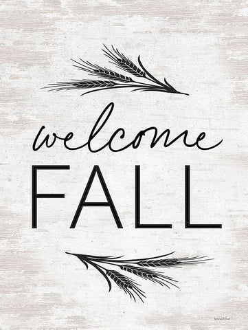 Welcome Fall White Modern Wood Framed Art Print with Double Matting by Lettered And Lined