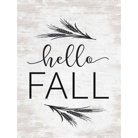 Hello Fall Black Modern Wood Framed Art Print by Lettered And Lined