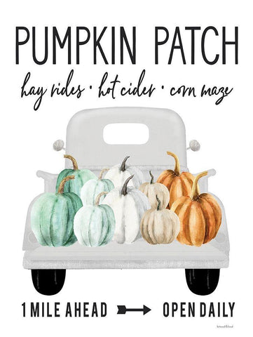 Pumpkin Patch Ahead White Modern Wood Framed Art Print with Double Matting by Lettered And Lined