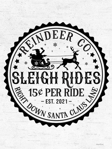 Sleigh Rides Black Modern Wood Framed Art Print by Lettered and Lined
