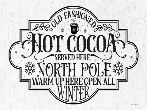 Hot Cocoa Black Modern Wood Framed Art Print by Lettered and Lined