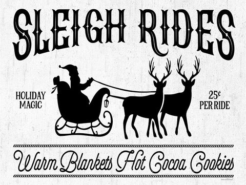 Sleigh Rides Black Modern Wood Framed Art Print by Lettered and Lined