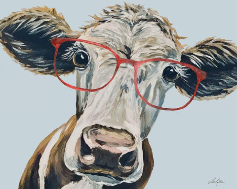 Cora the Cow Black Ornate Wood Framed Art Print with Double Matting by Keller, Lee