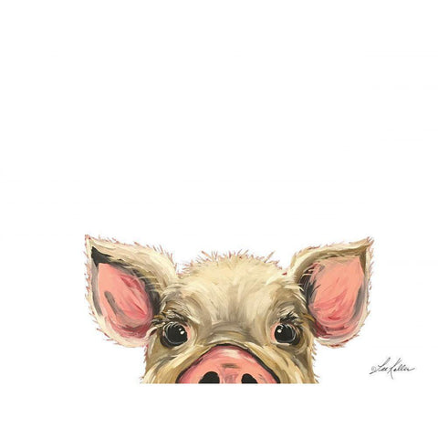 Peeking Pig Black Modern Wood Framed Art Print with Double Matting by Keller, Lee