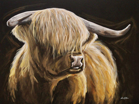 Highland Cow I  White Modern Wood Framed Art Print with Double Matting by Keller, Lee