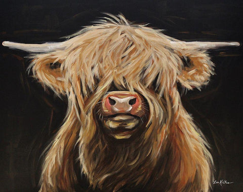 Highland Cow II   White Modern Wood Framed Art Print with Double Matting by Keller, Lee