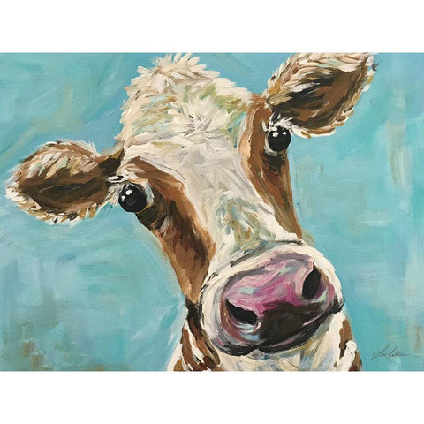 Mr. Moo Moo Black Modern Wood Framed Art Print with Double Matting by Keller, Lee