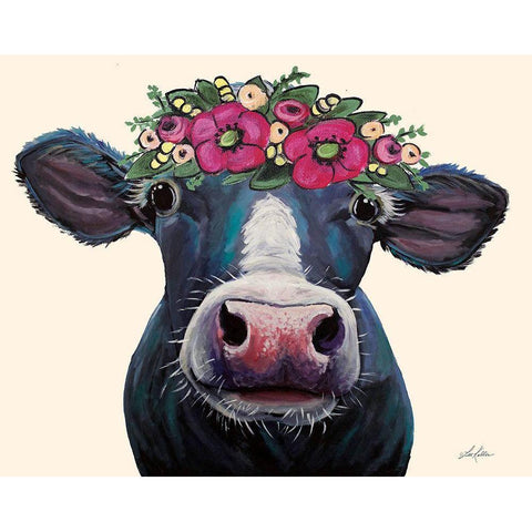 Clara Belle the Cow Black Modern Wood Framed Art Print by Keller, Lee