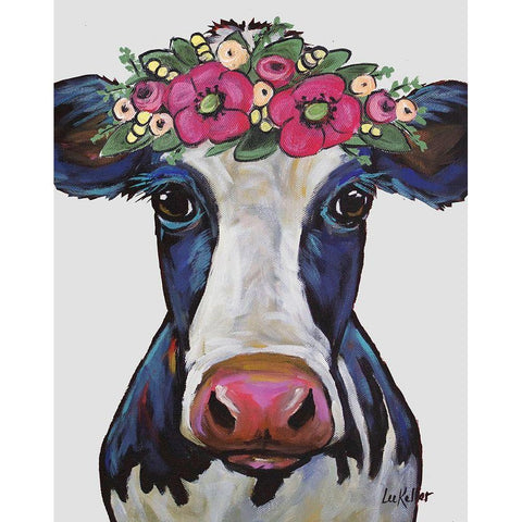 Georgia the Cow Black Modern Wood Framed Art Print by Keller, Lee