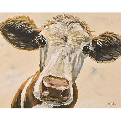 Ms. Cora the Cow  White Modern Wood Framed Art Print by Keller, Lee
