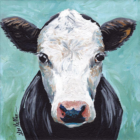 Maybelline the Cow White Modern Wood Framed Art Print by Keller, Lee
