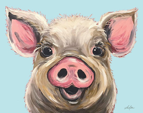 Posey the Pig White Modern Wood Framed Art Print with Double Matting by Keller, Lee