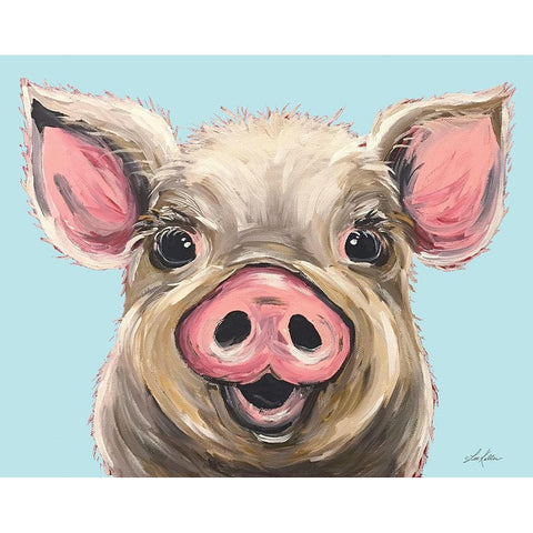 Posey the Pig Black Modern Wood Framed Art Print by Keller, Lee