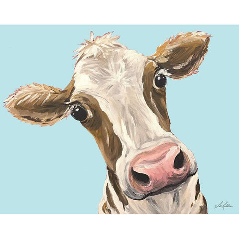 Moo Moo Looking at You Black Modern Wood Framed Art Print with Double Matting by Keller, Lee