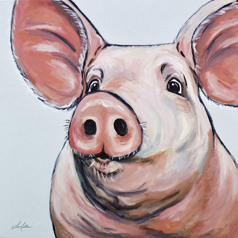 Mildred the Pig Black Modern Wood Framed Art Print with Double Matting by Keller, Lee