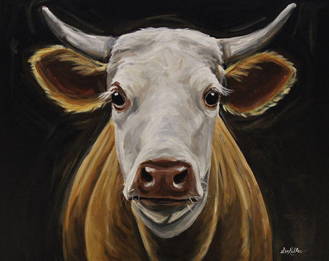 Tank the Cow White Modern Wood Framed Art Print with Double Matting by Keller, Lee