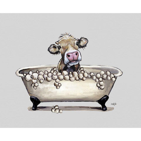 Farm Animal Bubble Bath I Black Modern Wood Framed Art Print with Double Matting by Keller, Lee