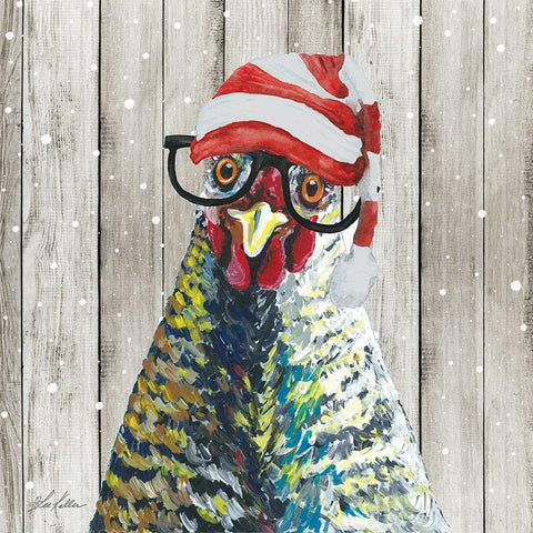 Christmas Chicken Black Modern Wood Framed Art Print by Keller, Lee