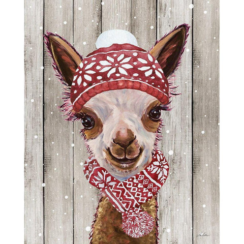 Christmas Alpaca  White Modern Wood Framed Art Print by Keller, Lee