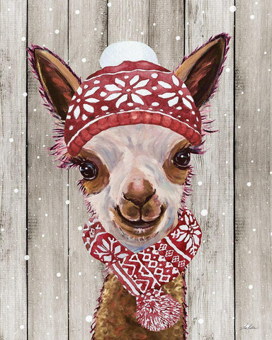 Christmas Alpaca  White Modern Wood Framed Art Print with Double Matting by Keller, Lee