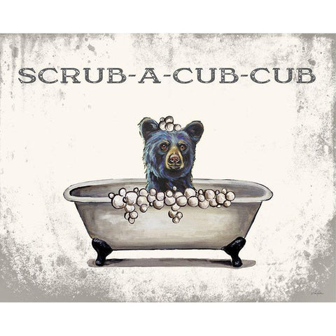 Scrub-a-Cub-Cub Gold Ornate Wood Framed Art Print with Double Matting by Keller, Lee