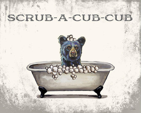 Scrub-a-Cub-Cub White Modern Wood Framed Art Print with Double Matting by Keller, Lee