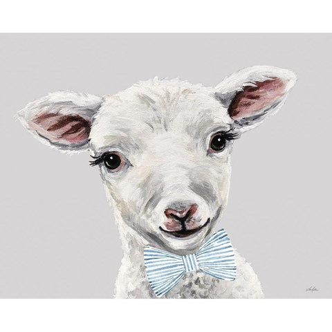 Baby Boy Sheep Gold Ornate Wood Framed Art Print with Double Matting by Keller, Lee