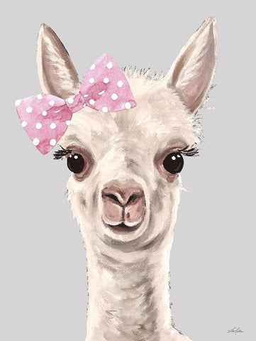 Baby Girl Alpaca White Modern Wood Framed Art Print with Double Matting by Keller, Lee